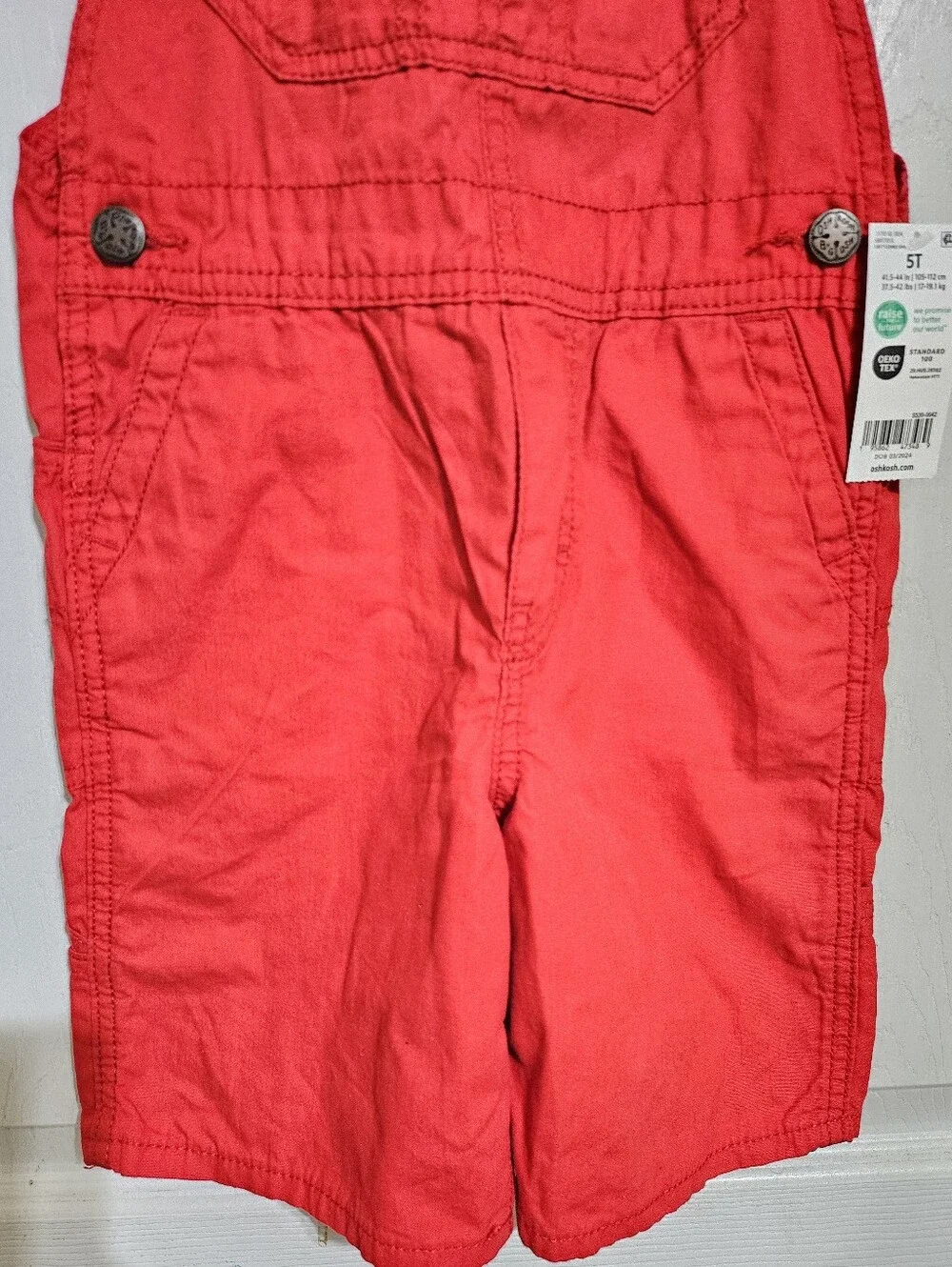 OSHKOSH B'GOSH TODDLER RED NAVY STRIPE STRAP SHORTALLS OVERALLS UNISEX 5T